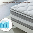 King Mattress, 14 Inch King Size Hybrid Mattresses with Memory Foam and Individual Pocket Spring for Motion Isolation, Pressure Relief, Medium Firm Mattress in a Box, 76 * 80 * 14