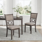 Signature Design by Ashley Wrenning Diamond Patterned Dining Table Set, 4 Upholstered Chairs and Bench, Seats 6, Wood, Gray