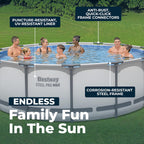 Bestway Steel Pro MAX 14' x 48" Above Ground Pool  Round Metal Frame Outdoor Swimming Pool Set with Filter Pump  Ladder  and Cover  Gray