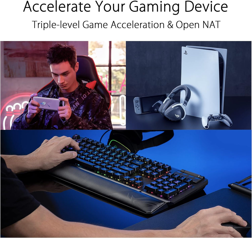 ASUS ROG Rapture GT6 (2PK) AX10000 Tri-Band WiFi 6 Gaming Mesh System  Covers up to 5 800 sq ft  2.5 Gbps Port  Triple-Level Game Acceleration  UNII 4  Free Lifetime Internet Security  Moonlight White