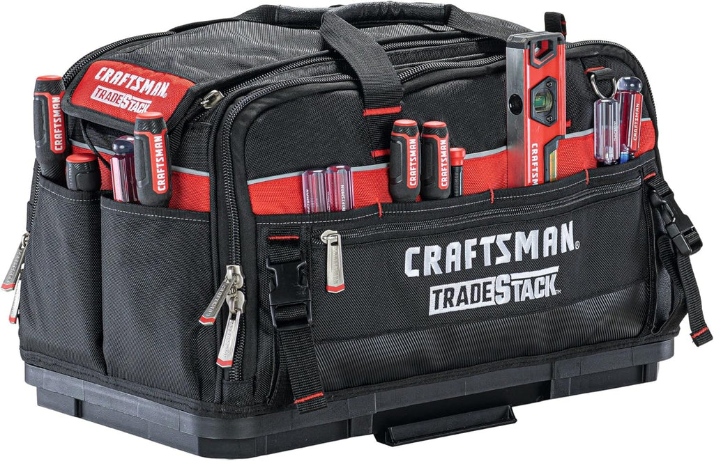 CRAFTSMAN TRADESTACK Tool Bag, 22.5”, Durable Polyester, Black and Red (CMST21450)