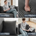 110” Cloud Sectional Couch, Boneless Sofa for Living Room, Modular Sectional Sofa with Deep Seat, Fluffy Couch with L-Shaped Chaise, No Assembly Required (Right-Facing Chaise, Dark Grey)