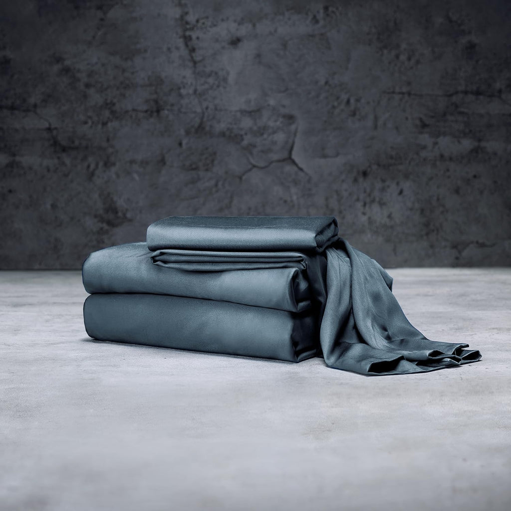 LUXOME Luxury Sheet Set | 100% Viscose from Bamboo | King Size - Ocean | Deep Pockets | 4-Piece Set (Fitted, Flat, 2 Pillowcases)