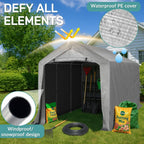 VINGLI Outdoor Portable Storage Shed, Heavy Duty Bike Tent with Roll-up Zipper Door, Waterproof and UV Resistent Carport for Motorcycle, Garden Tools and Firewood (Gray, 8x12x6.8 FT)