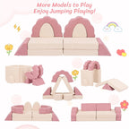 LOAOL Kids Couch 10PCS, Modular Kids Play Couch, Multifunctional Foam Toddler Sofa, Imaginative Convertible Play Sofa for Playroom(Medium Size)