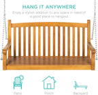 Best Choice Products 48in Wood Porch Swing Outdoor Patio Hanging Bench Chair Furniture for Deck, Garden, Yard w/Mounting Chains, Curved Back Design, 500lb Weight Capacity - Brown
