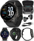 Garmin Venu 4 45mm AMOLED Advanced Health & Fitness GPS Smartwatch  Bright & Colorful Display  Built-in Flashlight  Up to 12 Days  Slate with Black Silicone Band w/Wearable4U Black Earbuds Bundle