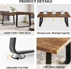 HSH Wooden Coffee Table, Industrial Rectangle Center Table, Modern Minimalist Coffee Table for Living Room, Farmhouse Wood and Metal Cocktail Tea Table for Bedroom Home Office, Rustic Brown, 47 in
