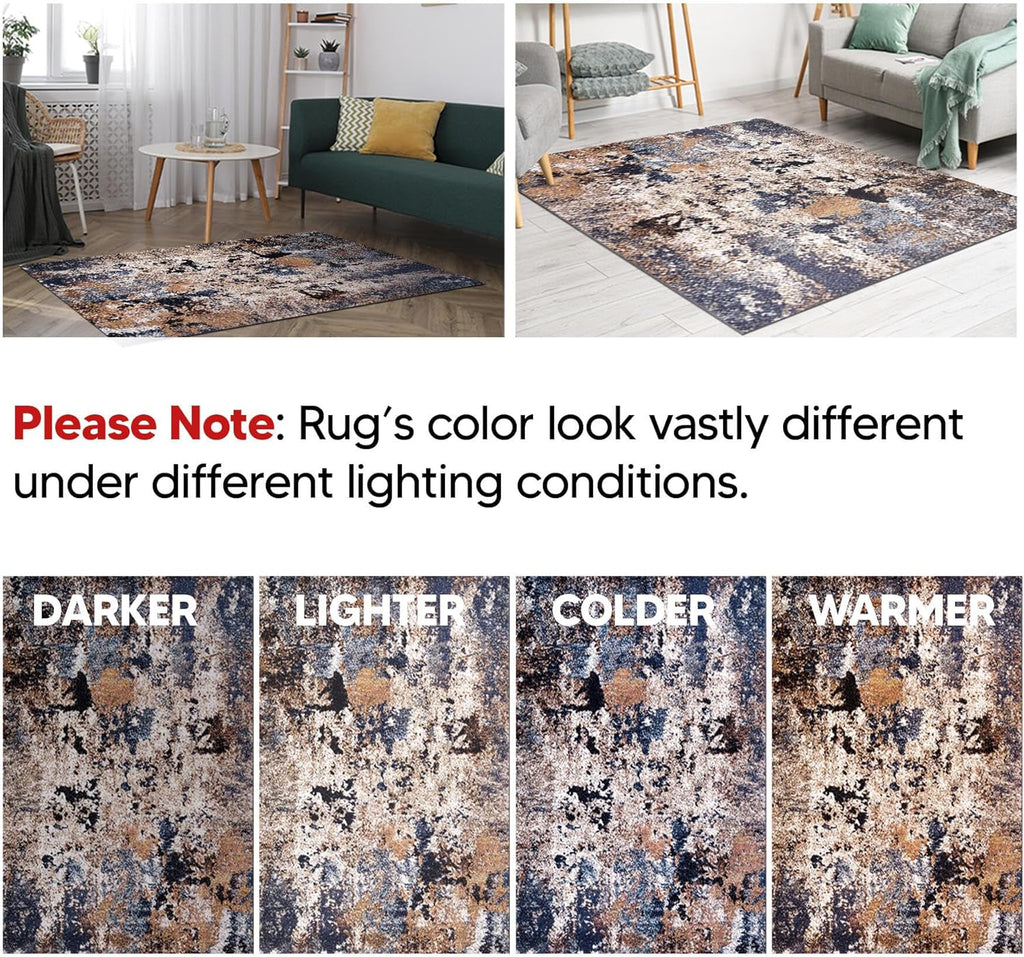 Keen Home Design Area Rugs - 9x12 Non-Shedding, Abstract Rugs for Kitchen, Living Room, Bedroom, Dining Room, Entryway - Size: 9'2" x 11'11", Multi