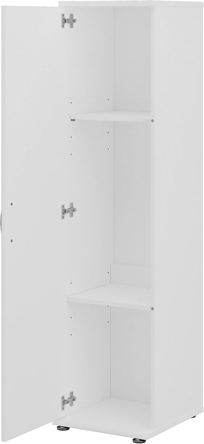 Bush Furniture Universal Tall Narrow Storage Cabinet with Door and Shelves in White
