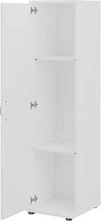 Bush Furniture Universal Tall Narrow Storage Cabinet with Door and Shelves in White