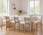 HNY 26.5'' Modern Counter Stools with Backs Counter Height Barstools Set of 2, White Sherpa Boucle Upholstered Bar Height Chairs with Wood Frame Wooden Island Stools for Kitchen Counter/Pub