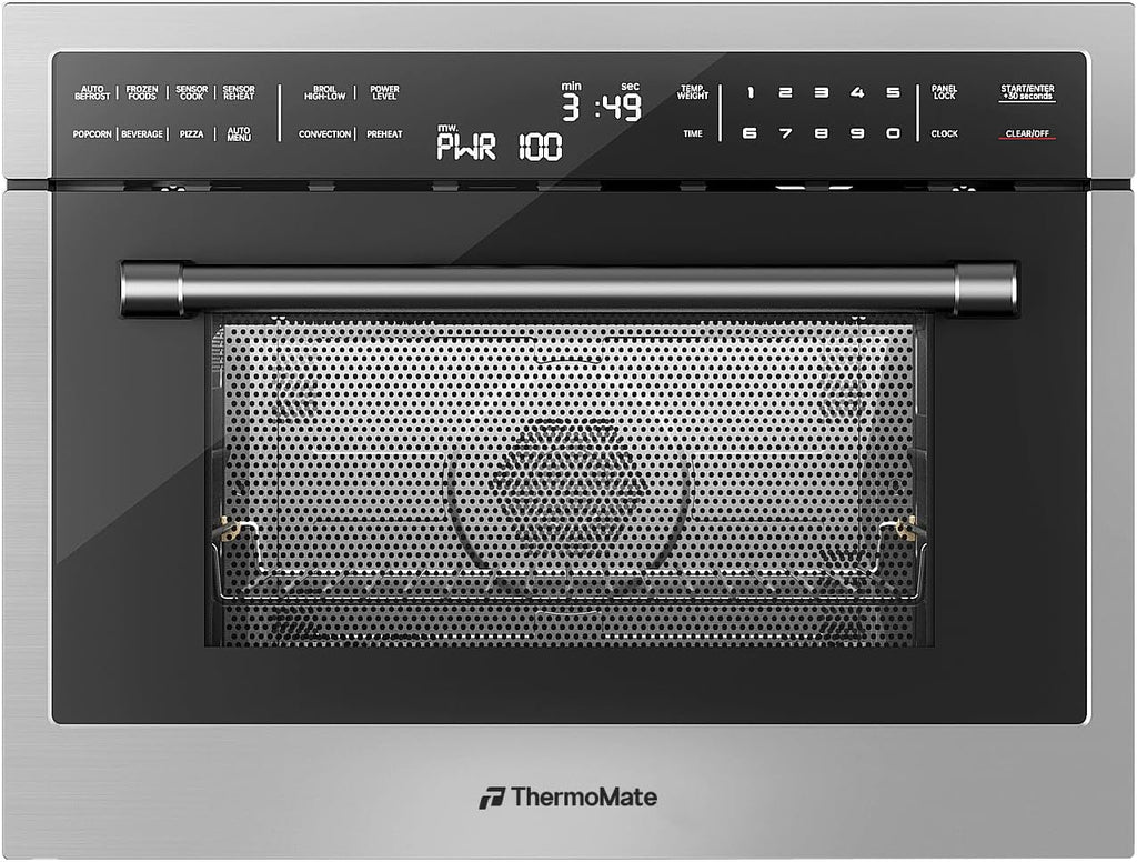 24 Inch Built-in Microwave and Convection Oven Combination, ThermoMate 1.6 Cu. Ft. Wall Oven Microwave Combos, 1000 Watt Power, Sensor Cook, Touch Control LCD Display, Stainless Steel Finish