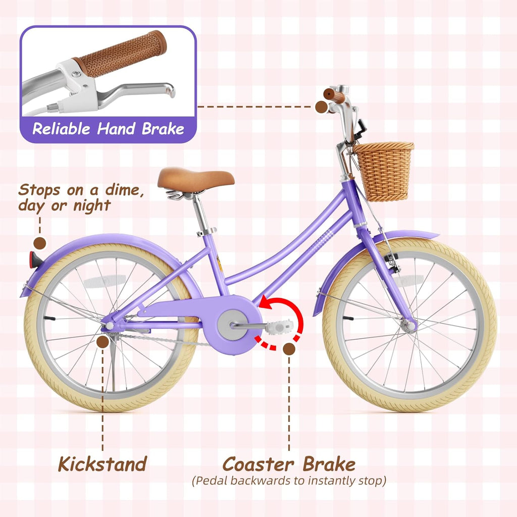 67i Girls Bike with Training Wheels 12/14/16/20 Inch, Toddler Girl Bicycle for Ages 3-12, Bicicleta para Niñas with Basket, Bell, Adjustable Seat & Handlebar, Padded Seat, Chain Guard