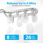 Aeitto Ice Maker Countertop 26lbs/24H, Ice Machine 8 Ice Cubes Ready in 6 Mins, 2 Sizes of Bullet Ice Portable Ice Makers with Basket & Scoop, Auto Self-Cleaning for Home/Kitchen/Office Stainless