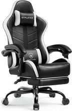 GTPLAYER Gaming Chair for Adults, Ergonomic Computer Gaming Chair with Footrest, Height Adjustable, 90-155° Recline & Removable Headrest Lumbar Support, Snow White
