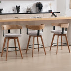 DUOMAY Swivel Bar Stools Set of 4, 26" Counter Height Bar Stool with Footrest Modern Wood Barstools with Linen Upholstered Seat Counter Stools for Kitchen Island Home Bar,Grey