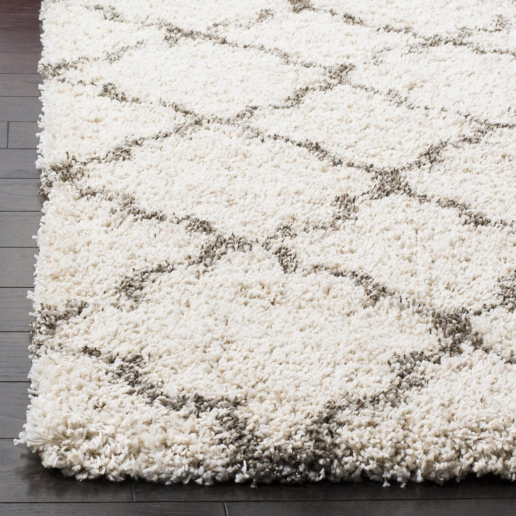 SAFAVIEH Hudson Shag Collection Area Rug - 9' x 12', Ivory & Grey, Moroccan Trellis Design, Non-Shedding & Easy Care, 2-inch Thick Ideal for High Traffic Areas in Living Room, Bedroom (SGH282A)