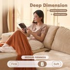 107" Boneless Couch with Deep Seat, Set of Modular Sectional Sofa, Cloud Sectional Couch for Living Room, No Assembly Required, Corduroy, U-Shape 3 Seater Left, Camel