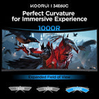 KOORUI 34-inch Ultrawide Curved WQHD 3440×1440 Gaming Monitor  165Hz 144Hz Curved 1000R- PIP/PBP  1ms(MPRT) with DisplayHDR 400  FreeSync Premium  75 * 75mm VESA  HDMI/DisplayPort  34E6UC
