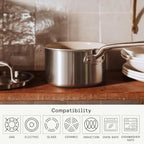Made In Cookware | 5 Pc Ceramic Non Stick Cookware Set | 5 Ply Clad | Includes Ceramic Non Stick Frying Pan, Saucepan and Saucier with Lid | Professional Cookware