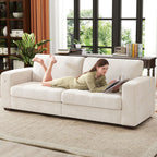 Ihanherry 89" Modern Sofa Cloud Couch, Chenille Deep Seat Sofa with Removable Cover for Living Room, Bedroom and Apartment, Beige