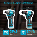 SEESII Cordless Drill Impact Driver 16.8V Brushless Power Tool Combo Kits 2x 2.0Ah Batteries w/Charger, 16-Pc Bits, Tool Bag, 3/8'' Drill & 1/4'' Impact Driver for Home DIY, Woodworking (Blue)
