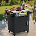NUUK Grill Table with Storage Cabinet  Outdoor Bar Cart Pizza Oven Table with Wheels  Stainless Steel Top Kitchen Island 20" x 30" Rolling Prep Station for Indoor  BBQ  Deck  Backyard