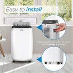 BLACK+DECKER Portable Air Conditioner, 8,000 BTU (5,000 BTU SACC) for Rooms Up To 350 Sq. Ft., Portable AC with Full Function Remote Control & Window Kit, BPP05WTB, White