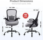 HYLONE 400lbs Heavy Duty Office Chair, 5" Thickened Seat Ergonomic Desk Chair with Adjustable Armrests, Home Office Computer Chairs for Long Hours Mesh Executive Chair(Dark Grey)