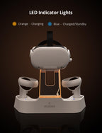 NexiGo Enhanced Charging Dock with LED Light [On/Off] for Oculus Quest 2, [Support Elite Strap with Battery], Headset Display Holder and Controller Mount, 2 Rechargeable Batteries, USB-C Charger