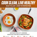 Gotham Steel 12 Pc Ceramic Cookware Set Nonstick, Ceramic Pots and Pans Set Non Stick with Steamer for Cooking, Non Toxic PFOA PFOS Free, Ergonomic Stay Cool Handles, Oven & Dishwasher Safe, Copper