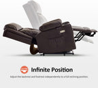 MCombo Large Triple Motor Power Lift Recliner Chair with Massage and Heat for Elderly People, Adjustable Headrest, Infinite Position, USB Ports, Faux Leather 7662 (Dark Brown, Large)