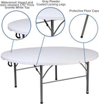 Flash Furniture Kathryn 5.89-Foot Round Bi-Fold Granite White Plastic Banquet and Event Folding Table with Carrying Handle
