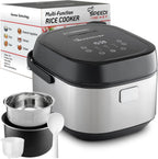 10-Cup Rice Cooker with Steamer Basket | Smart Rice Maker with Easy-to-Clean Nonstick Inner Pot | Delay Timer & Keep Warm Settings | Non-Toxic & BPA-Free | Ideal for Family Meals, Stainless Steel