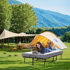 75''x46'' Folding Bed with Mattress for Adults, Large Size Rollaway Folded Bed for Hospital/School/Living Room, Sturdy Frame, Big Space, Comfortable Sleep