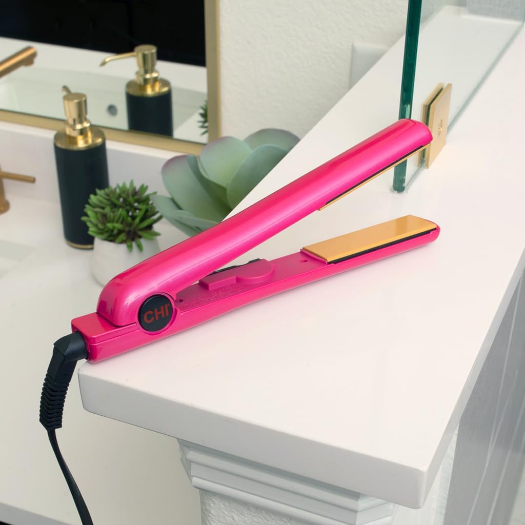 CHI Tourmaline Ceramic Flat Iron Hair Straightener 1", Professional Hair Styling Tool for Silky Smooth Hair, Frizz Control & Curling, Pure Pink 1" Plates