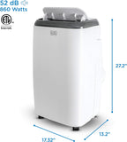 BLACK+DECKER Portable Air Conditioner, 8,000 BTU (5,000 BTU SACC) for Rooms Up To 350 Sq. Ft., Portable AC with Full Function Remote Control & Window Kit, BPP05WTB, White