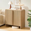 AMERLIFE Fluted Buffet Cabinet with Storage, Modern Sideboard Cabinet with 2 Doors & Adjustable Shelf, Console Table & Credenza for Living Room, Dining Room & Entryway, Natural Oak