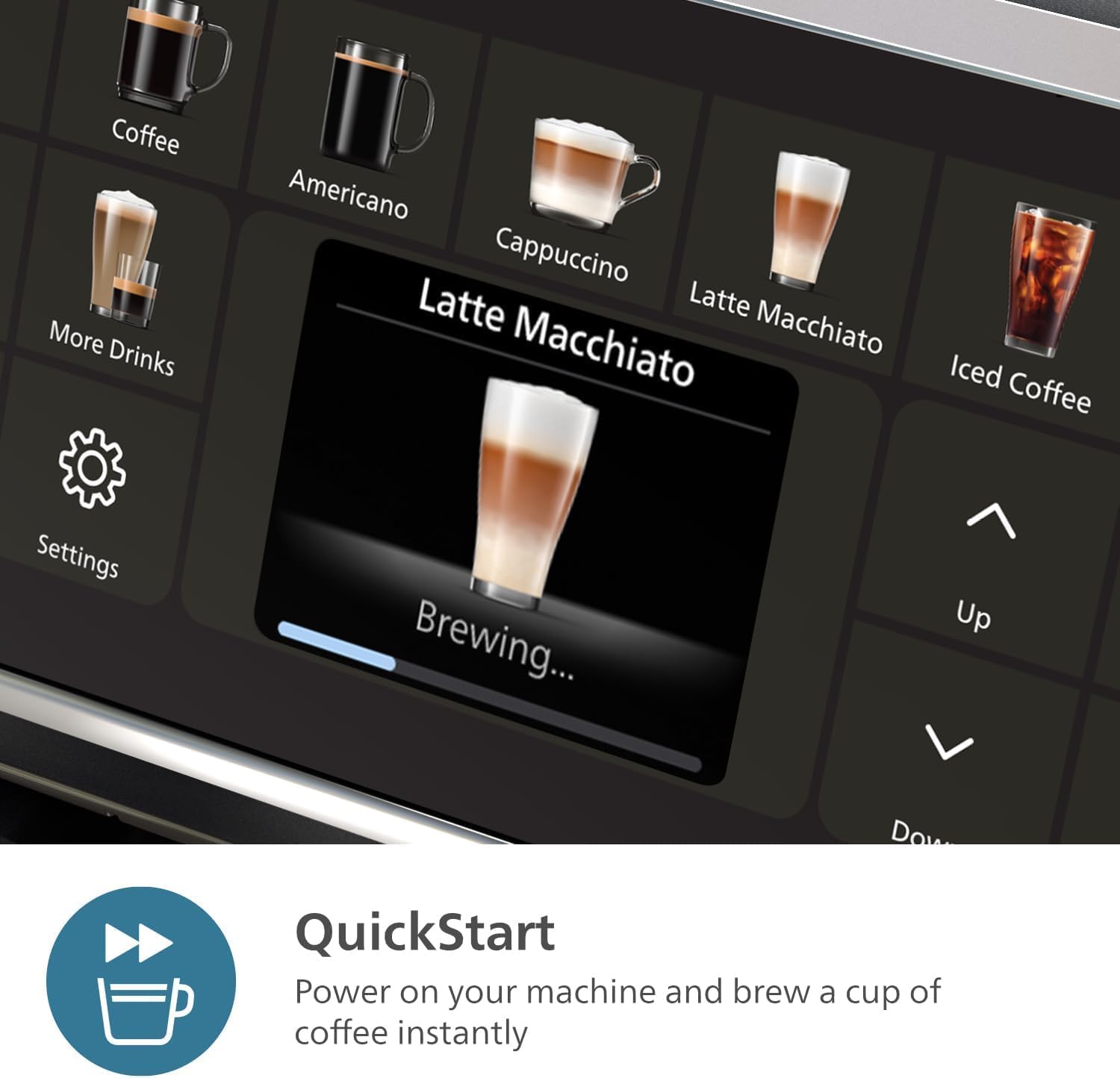 PHILIPS 5500 Series Fully Automatic Espresso Machine - LatteGo Milk System, 20 Coffee Varieties, Intuitive Touch Display, SilentBrew, 100% Ceramic Grinder, AquaClean Filter, Grey Chromed (EP5544/90) (Renewed)