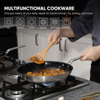 5 Ply Ceramic Non Stick Frying Pans - 10 Inch Stainless Clad Nonstick Skillet, Non Toxic, PTFE & PFOA FREE, Professional Cookware for Induction, All Stoves and Oven up to 650°F