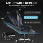 GTPLAYER Gaming Chair, Computer Chair with Footrest and Lumbar Support, Height Adjustable Game Chair with 360°-Swivel Seat and Headrest and for Office or Gaming (Faux Leather, Blue)