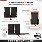 Rev-A-Shelf 27 Qt Double Pullout Under Cabinet Kitchen Trash Cans w/Soft-Close Slides for 15” Base Cabinets, Black, 53WC-1527SCDM-218 - Container Bins for Waste Management