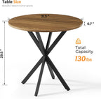 Vantic 31.5" Small Round Dining Table for 2-4, Round Kitchen Table for Small Spaces, Farmhouse Circle Dining Room Table for Kitchen and Living Room, Light Brown