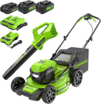 Greenworks 48V (24V x 2) 21" Cordless Battery Self-Propelled Mower & 320 CFM Blower Combo Kit w/ (2) 5.0Ah USB Batteries  (1) 2.0Ah Batter & Chargers