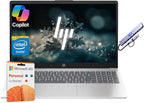 HP 15.6" Business & Student Laptop Computer with Microsoft Office 365  Intel Quad-Core Processor  Windows 11 Laptop 32GB RAM 640GB Storage (128GB UFS+512GB Docking Set)  Numeric Keypad  Natural Silver