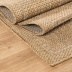 Beverly Rug Easy Jute Checkered Squared Rug 9x12 Washable Large Indoor Outdoor Area Rugs for Living Dining Room Patio Office Stain Resistant Non Shedding Casual Indoor Outside Carpet 9 x 12 Natural