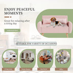 Vongrasig 47" Small Modern Loveseat Sofa, Mid Century Soft Corduroy Fabric 2-Seat Sofa Couch Tufted Love Seat with Back Cushions and Tapered Legs for Living Room, Bedroom and Small Space (Pink)