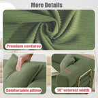 Convertible Folding Sofa Bed, Modern Futon Sleeper Sofa Fold Out Couch Bed with Gold Fixed Frame, Modular Floor Sofas Comfy Corduroy Boneless Couches for Living Room (78" Green)