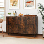 Giantex Sideboard Buffet Cabinet, 50’’ Accent Kitchen Storage Cabinet with 4-Door & 5-Position Adjustable Shelves, Modern Sideboard with 5 Legs, Buffet Table for Coffee Bar, Living Room, Rustic Brown